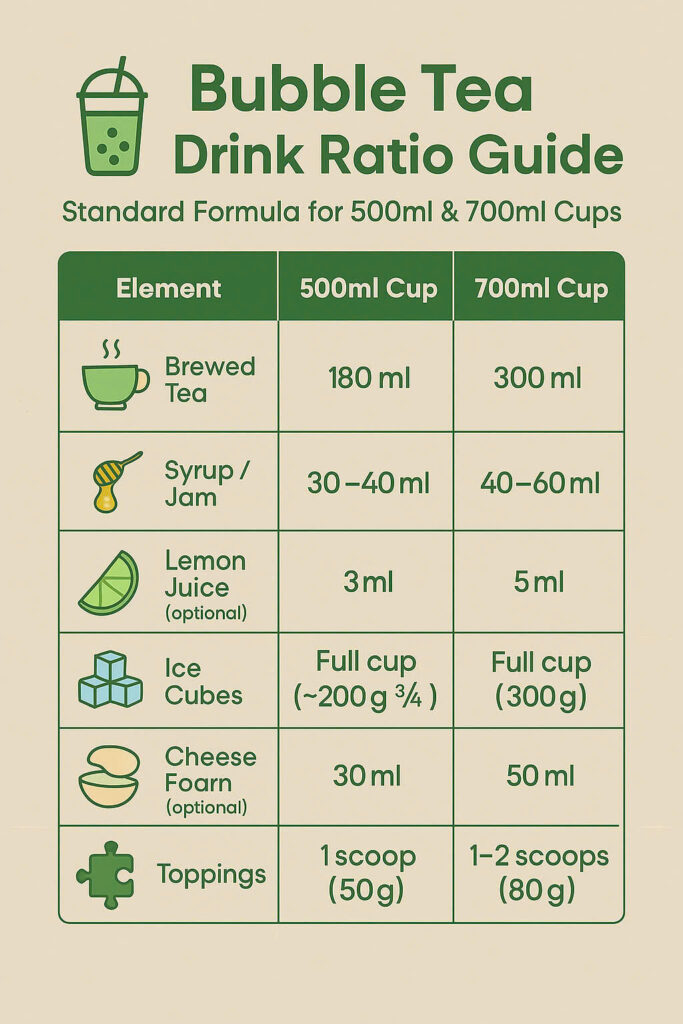 Bubble Tea Drink Ratio Guide: Standard Formula for 500ml & 700ml Cups