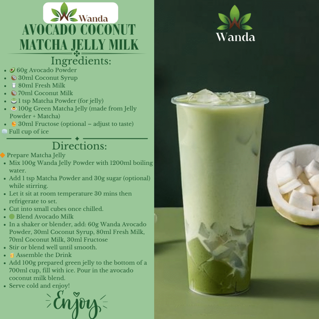 Avocado Coconut Matcha Jelly Milk