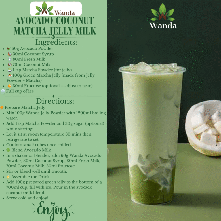 Avocado Coconut Matcha Jelly Milk