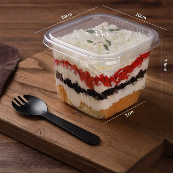 Square Mousse cake container-14oz (50pcs)