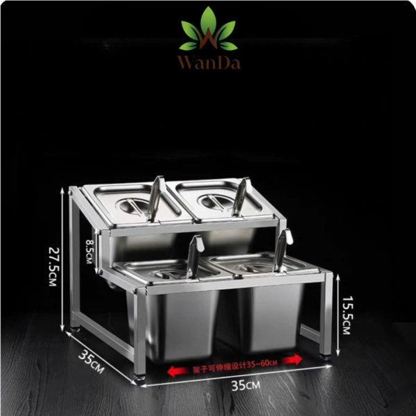 Extendable Buffet SS Holder with Pan (Including 3 small Pans and 2 large pans)