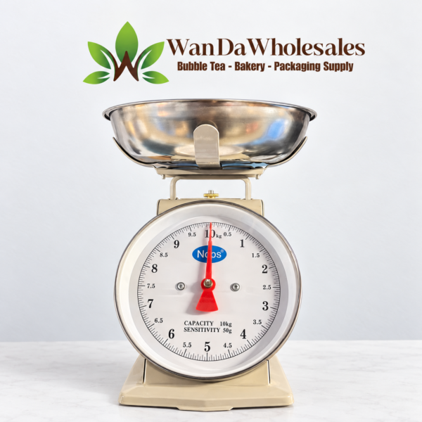 Nops 10kg mechanical kitchen scale with 50g graduations and stainless steel bowl at Wanda Wholesales
