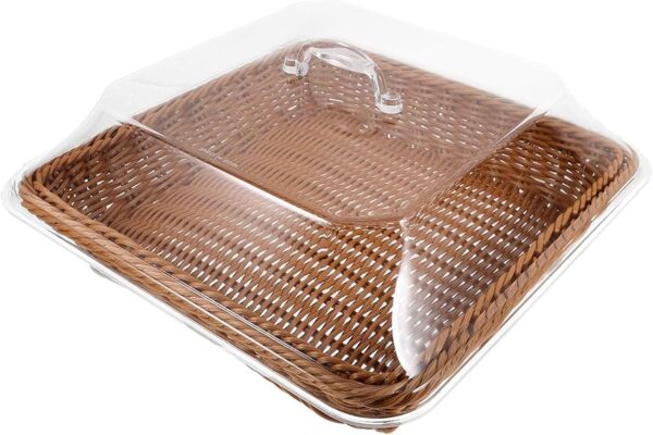 Rattan Style Rec Display w/ Clear Lid 14x20cm