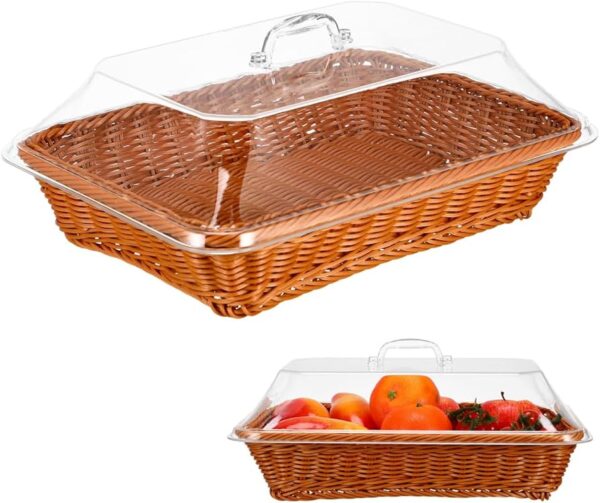 Rattan Style Rec Display w/ Clear Lid 19x25cm