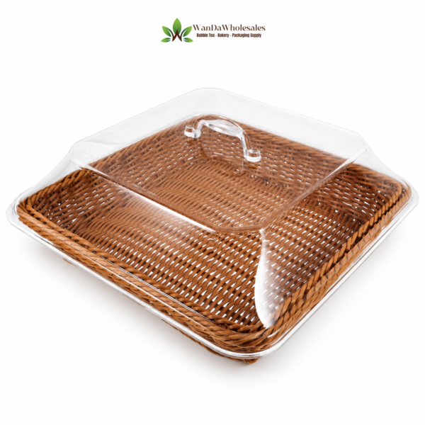 Rattan Style Rec Display w/ Clear Lid 14x20cm