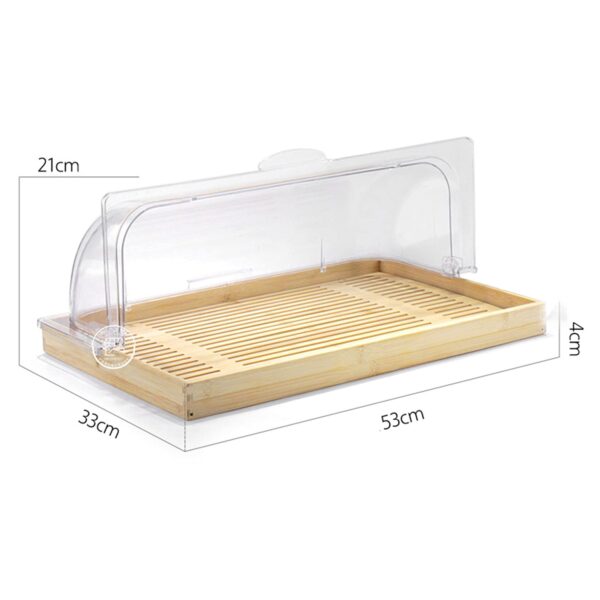 Wooden Bread Display w/ Clear Lid 53x32.5x4cm