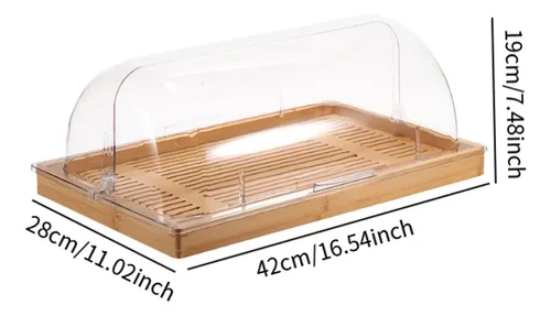 Wooden Bread Display w/ Clear Lid 42x28x4cm