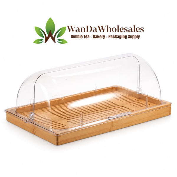 Wooden Bread Display w/ Clear Lid 42x28x4cm