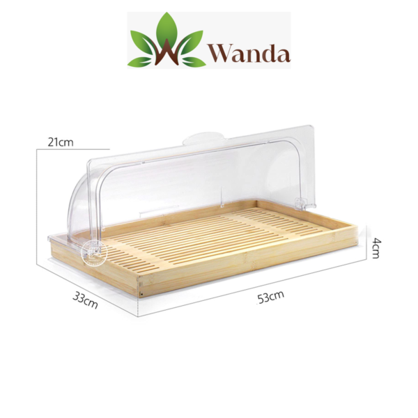 Wooden Bread Display w/ Clear Lid 53x32.5x4cm
