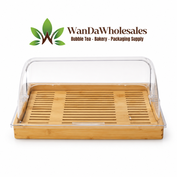 Wooden Bread Display w/ Clear Lid 32x26x4cm